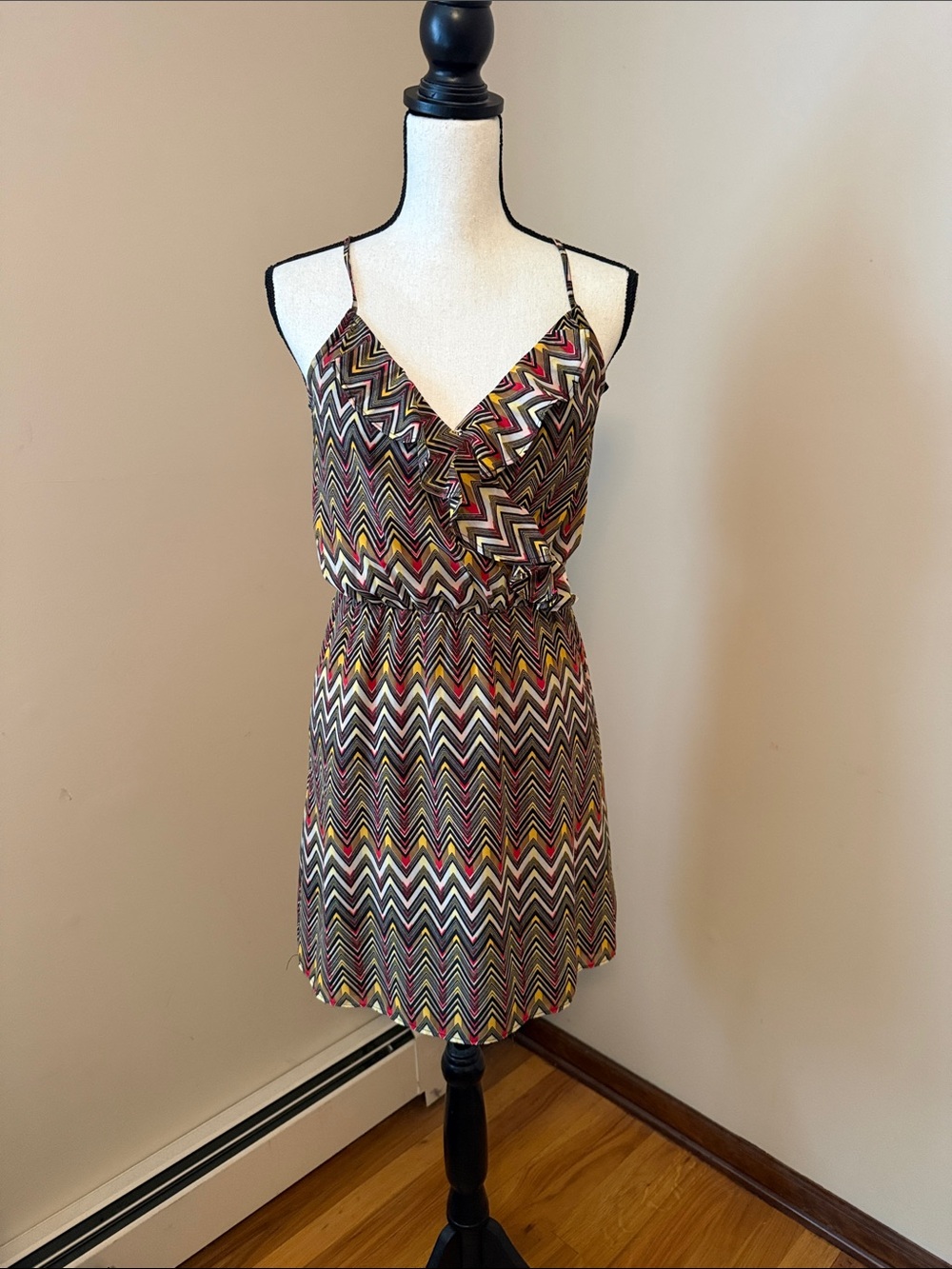 Women’s Chevron Print Spaghetti Strap Dress - Multi